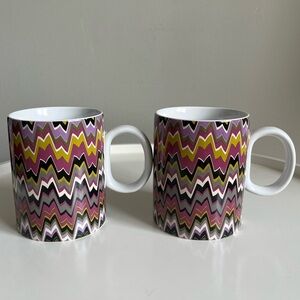 Set of 2 Missoni for Target Coffee Tea Mugs Zig Zag 16 oz